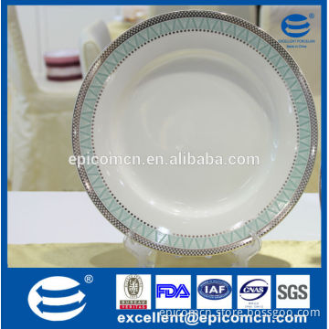 china factory price household new bone china soup plate with silver border, deep soup plate